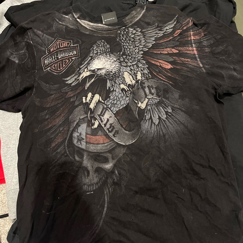 Harley-Davidson Black and Gray Eagle Skull Tee